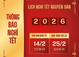 THÔNG BÁO LỊCH NGHỈ TẾT NGUYÊN ĐÁN 2026